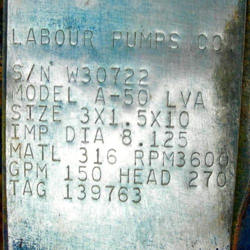 Labour Model A50LVA S/S 25 HP Cenfrigual Pump