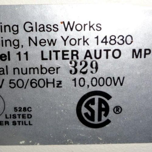 Corning Glass Model MP11A Mega Pure Automatic Water Distillation Unit