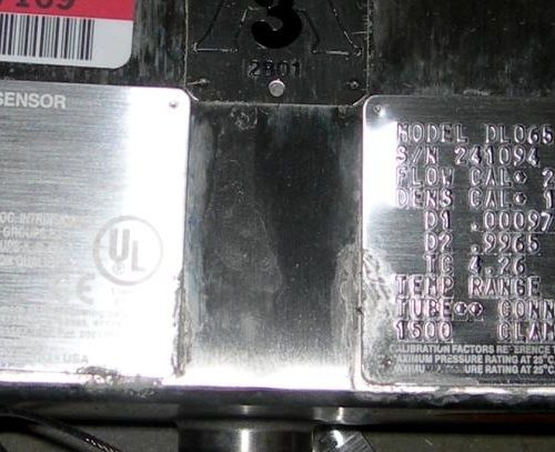 Micro Motion 15 gpm DL065S242SU 316s/s Flow Meter
