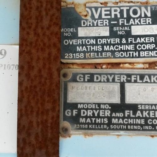 Overton Model GF10 18 in x 10 in S/S Double Drum Dryer