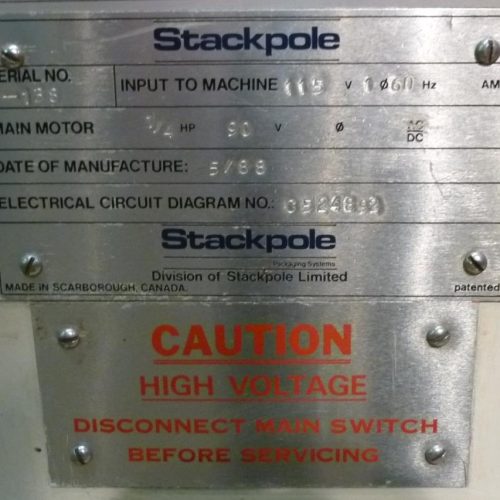 Stackpole Model SM900 Pressure Sensitive Wipe on Case Labeler w/ Portable Stand