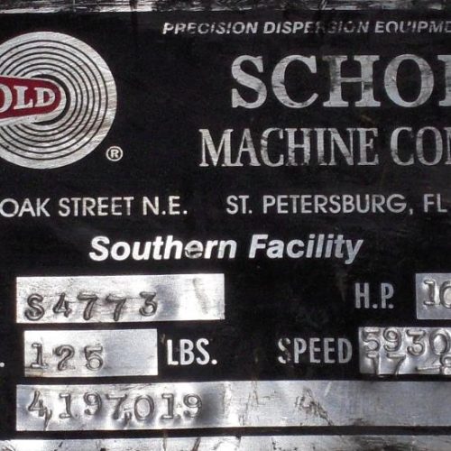 Schold 100 HP Coaxial Dispersion Mixer with Hydraulic Lift and Tank