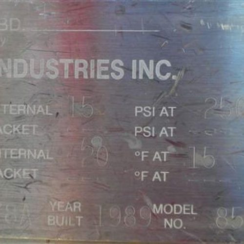 850 Gallon Lee Model 850U9MS 316 S/S Vertical Double Motion Vacuum Processor
