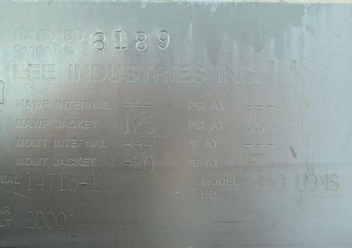 850 Gallon Lee Industries Model 850U9MS Double Motion Vacuum Processor