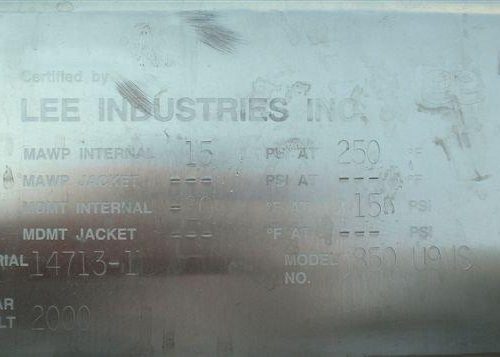 850 Gallon Lee Industries Model 850U9MS Double Motion Vacuum Processor