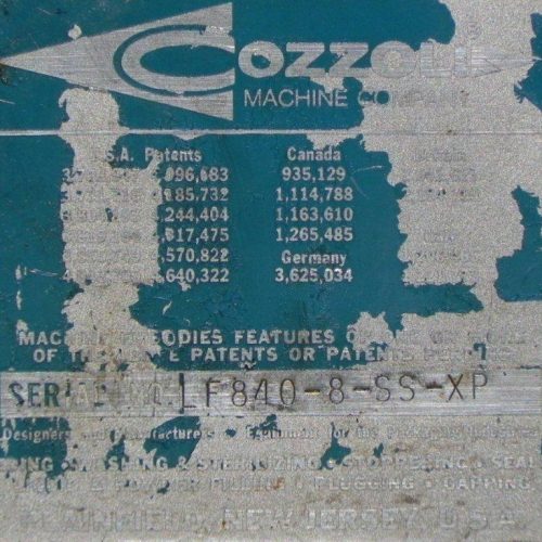 Cozzoli Model LF840 8 Head Inline Continuous Motion Walking Beam Style Piston Filler