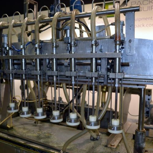 Cozzolli Model LF840 8 Head Inline Continuous Motion Walking Beam Style Piston Filler