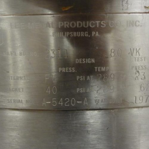 80 Gallon Lee Model 80D S/S Prop Agitated Vacuum Kettle