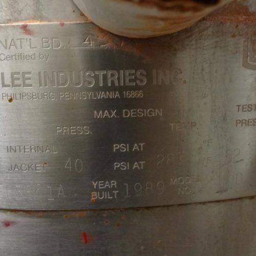 40 Gallon Lee Model 40D S/S Prop Agitated Vacuum Kettle