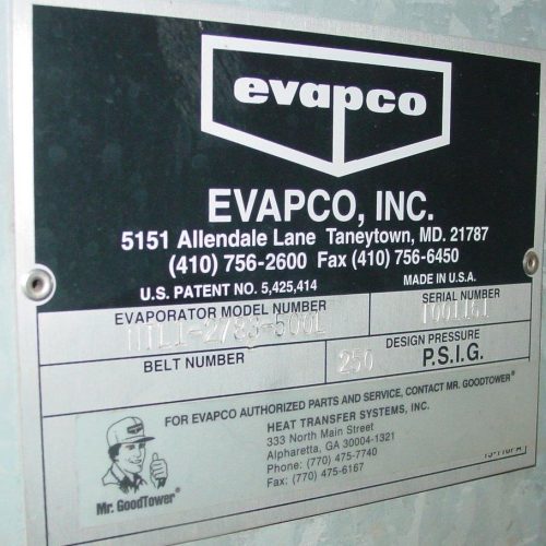 Evapco Model NTL12783500L Single Fan 250 psig Evaporator