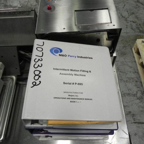 M and O Perry Model SFA1 Complete Vial Cartridge Placement and Filler Assembly System