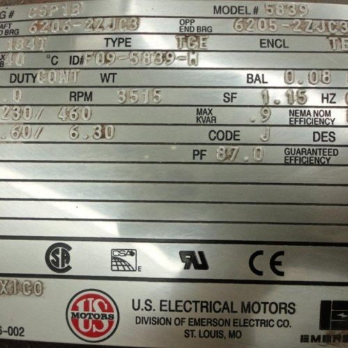 Peerless Model 8196 316 S/S Size 1 x 1 5/6 5 HP Centrifugal Pump