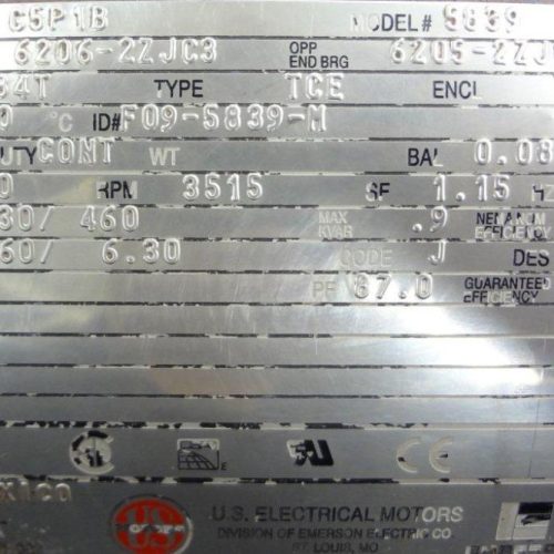 Peerless Model 8196 316 S/S Size 1 x 1 5/6 5 HP Centrifugal Pump