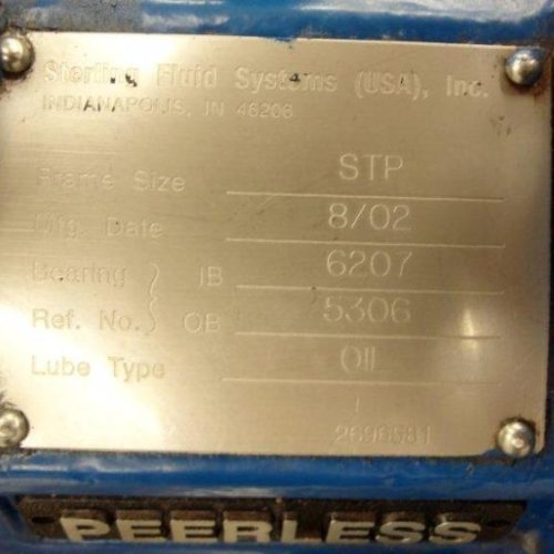 Peerless Model 8196 316 S/S Size 1 x 1 5/6 5 HP Centrifugal Pump