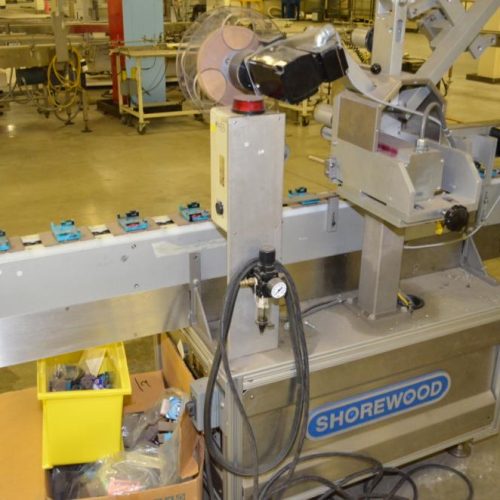 Shorewood Model 300W Conveyorized Top mounted Pressure Sensitive Labeler