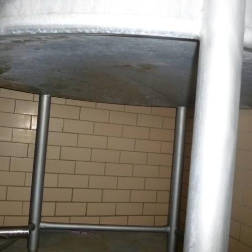 1,000 Gallon Mueller S/S Vertical Single Wall Top Mounted Sweep Agitated Tank