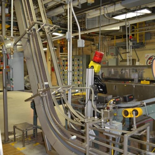 4.5 in W x 10.5 Ft H Discharge Delrin Lugged Incline Conveyor Belt