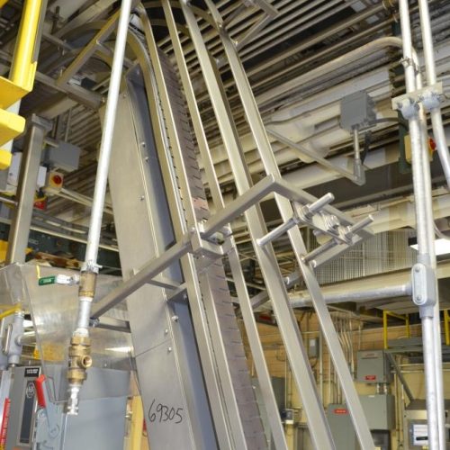4.5 in W x 10.5 Ft H Discharge Delrin Lugged Incline Conveyor Belt