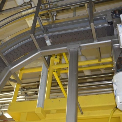 4.5 in W x 10.5 Ft H Discharge Delrin Lugged Incline Conveyor Belt