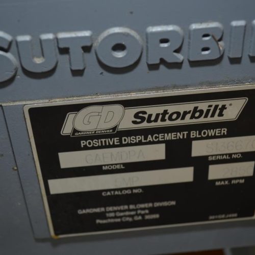 Sutorbilt Model GAEMDPA 15 HP Horizontal Positive Displacement Blower