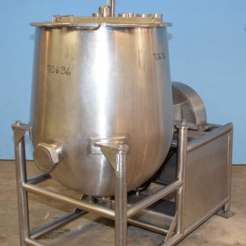 75 Gallon Pfaudler S/S Horiz Single Wall Squirrel Cage Agitated Tank on S/S Frame