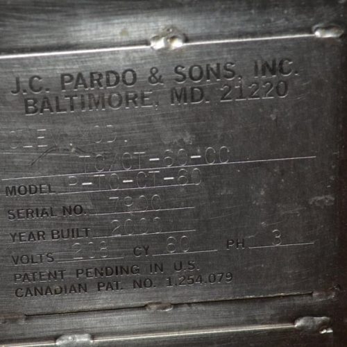 60 Gal JC Pardo Model PTCCT60 S/S Jacketed Horizontal Combo Tumble Chiller Cook Tank