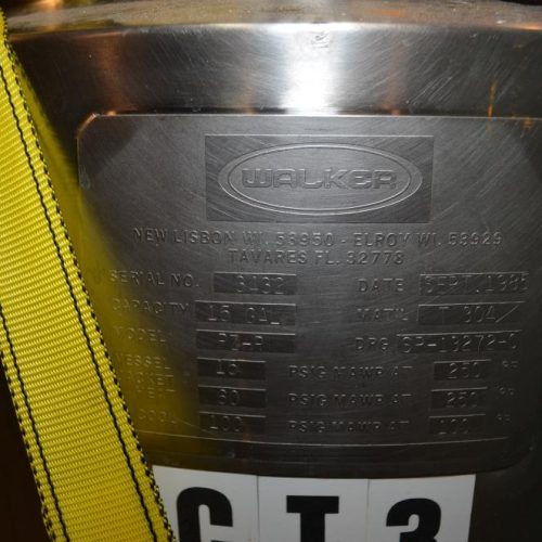 15 Gal Walker Model PZP S/S Bottom Turbine Agitated Pressure Tank with Fixed Baffle