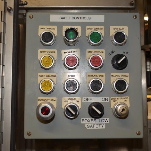 Sabel Model SE15 Auto Bottom Load 15 CPM Hot Melt Case Packer