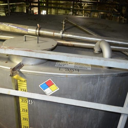 18,000 Gallon 316 S/S Vertical Single Wall Bulk Holding Tank