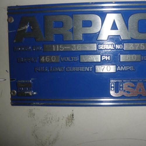 Arpac Model 115-36 Inline 36 in W Shrink Bundler with Heat Shrink Tunnel