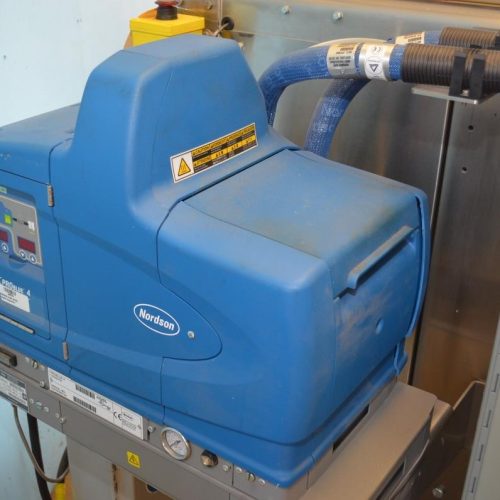 Adco Model AFCX351SS S/S 40 CPM Top Load Hot Melt Carton Erector and Conveyor