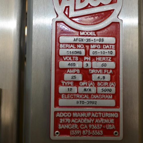 Adco Model AFCX351SS S/S 40 CPM Top Load Hot Melt Carton Erector and Conveyor