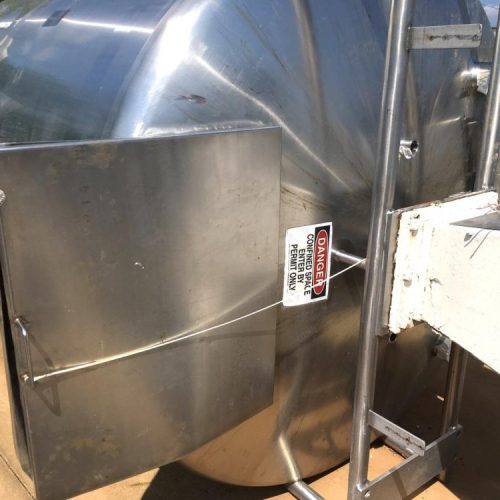 1,500 Gallon Walker 316L S/S Vertical Single Wall Agitated Mix Tank