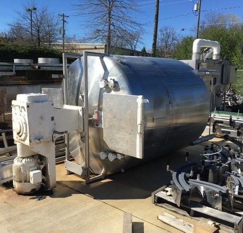 1,500 Gallon Walker 316L S/S Vertical Single Wall Agitated Mix Tank