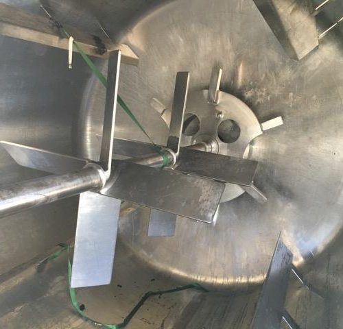 1,500 Gallon Walker 316L S/S Vertical Single Wall Agitated Mix Tank