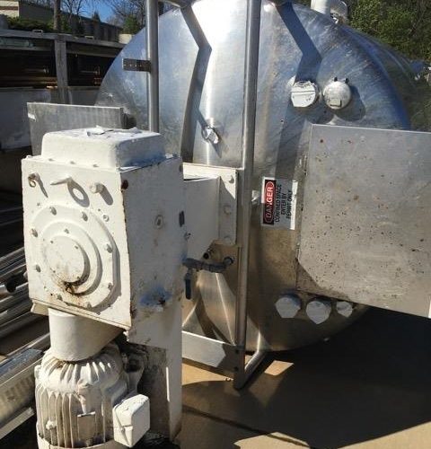 1,500 Gallon Walker 316L S/S Vertical Single Wall Agitated Mix Tank