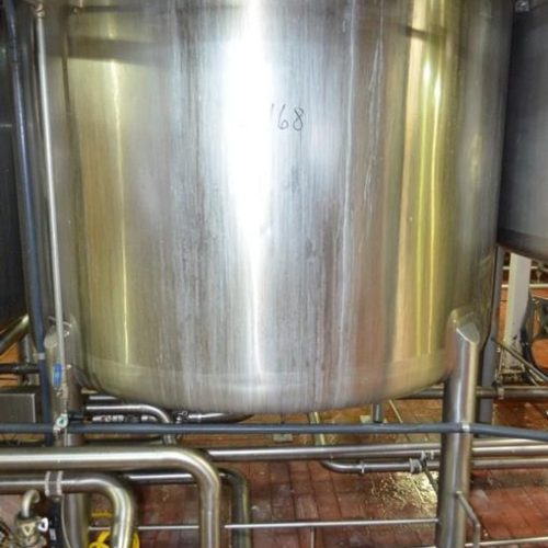 1,500 Gallon Walker 316L S/S Vertical Single Wall Agitated Mix Tank