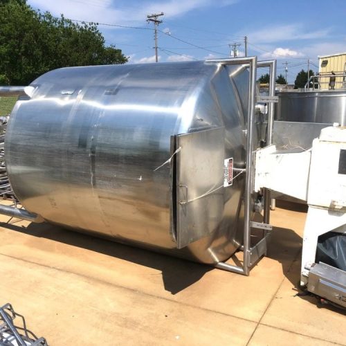 1,500 Gallon Walker 316L S/S Vertical Single Wall Agitated Mix Tank