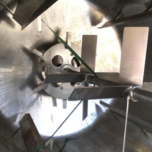 1,500 Gallon Walker 316L S/S Vertical Single Wall Agitated Mix Tank