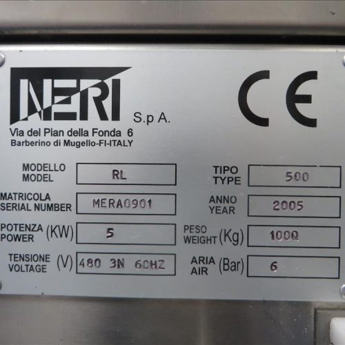 Neri Model RL500 Pressure Sensitive Wraparound Trunion Vial/Ampoule Labeler