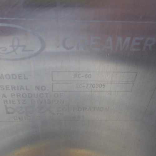 Rietz Bepex Model RC60 Approx 130 Cu Ft S/S Single Wall Horizontal Creamer