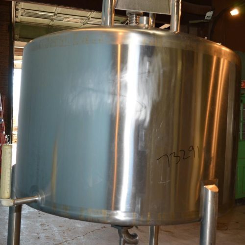 500 Gallon DCI S/S Vertical Single Wall Sweep Agitated Dish Top, Cone Bottom Tank