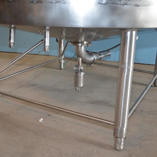 750 Gallon Crepaco S/S Vertical Jacketed Disk Turbine Agitated Cone Bottom Tank