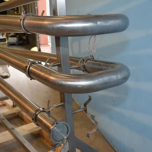 3 in Dia x 9 ft L S/S (5) Pass Single Tube Loop Pasteurizer