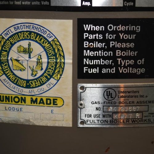 Fulton Model ICS010A Gas Fired Steam 335,000 BTU Skid Mounted Boiler
