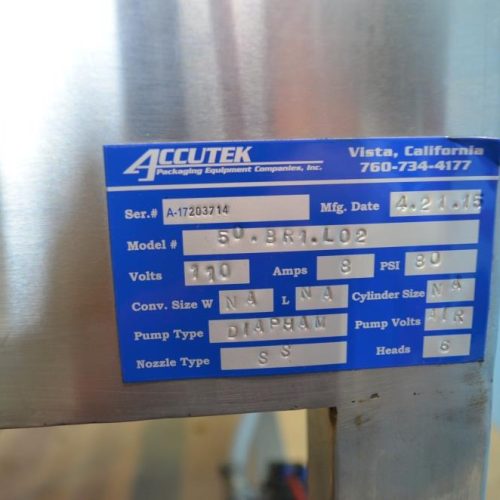 Accutek 60 BPM Liquor or Beer Bottling Line, Rinser, Filler, Plugger, Conveyor, Etc