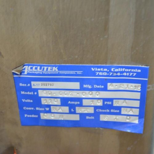 Accutek 60 BPM Liquor or Beer Bottling Line, Rinser, Filler, Plugger, Conveyor, Etc