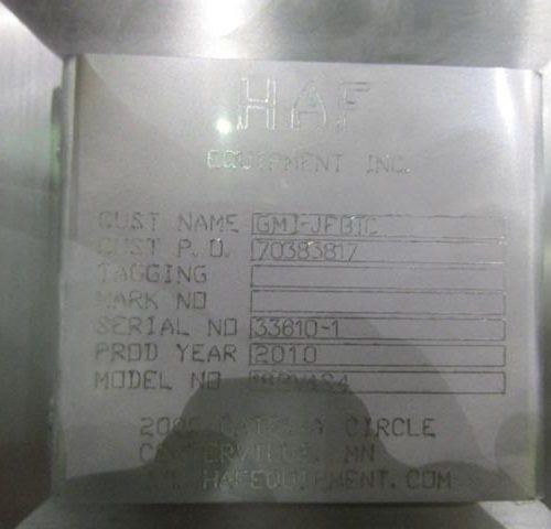 HAF Equipment Model 18BV4S4 Bulk Feeder with Rotary Air Lock