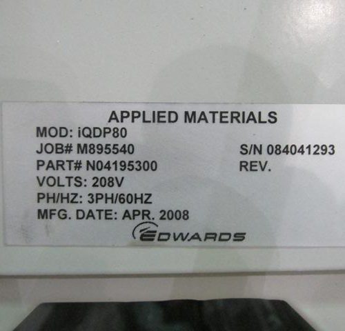 Edwards Model IQDP80 Dry Vacuum Pump System