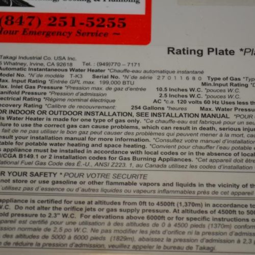 (2) Takagi Model TK3 Natural Gas Fired Automatic Instantaneous Water Heaters